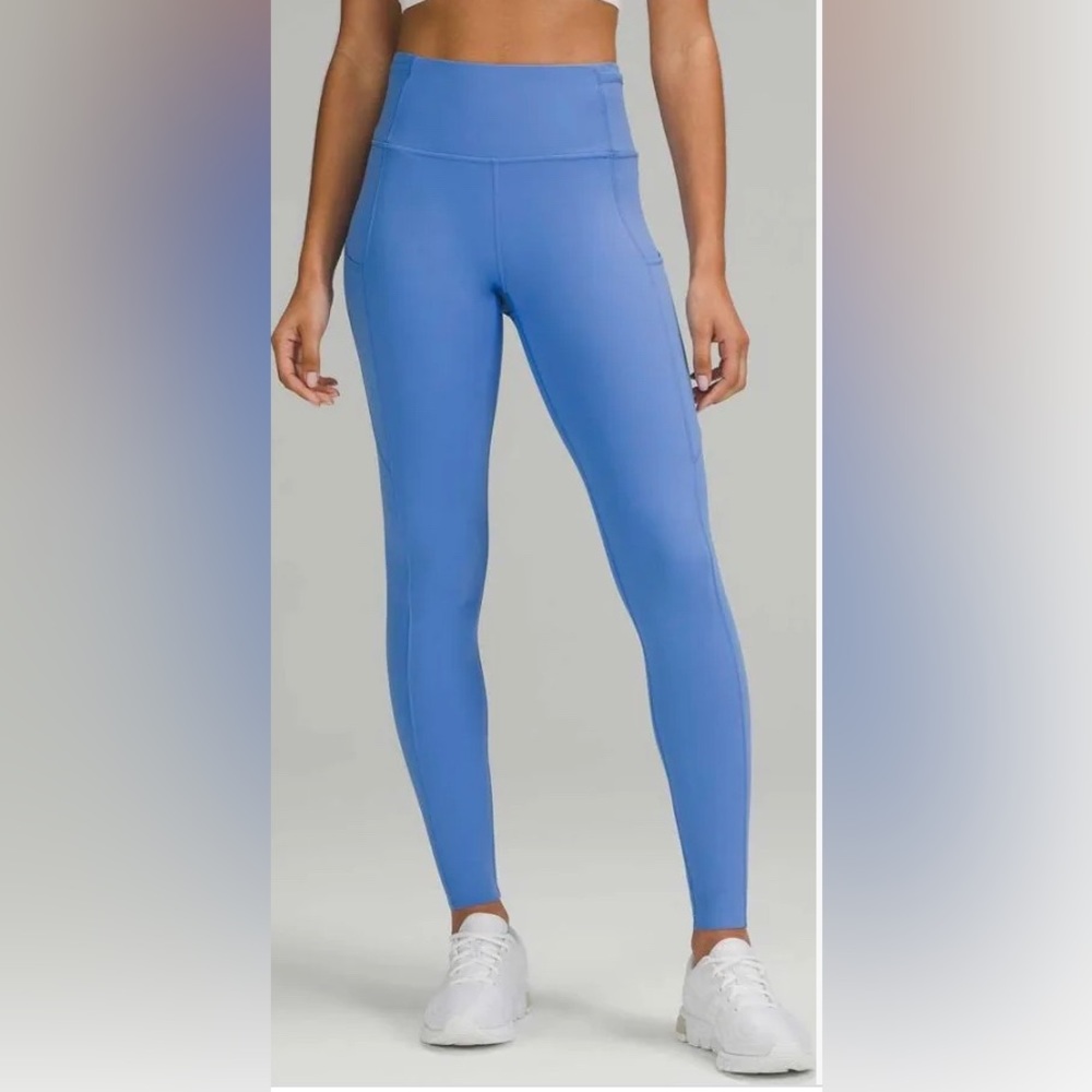 Lululemon, FAST AND FREE BRUSHED FABRIC, HIGH-RISE TIGHT 28", Blue Nile, size 14